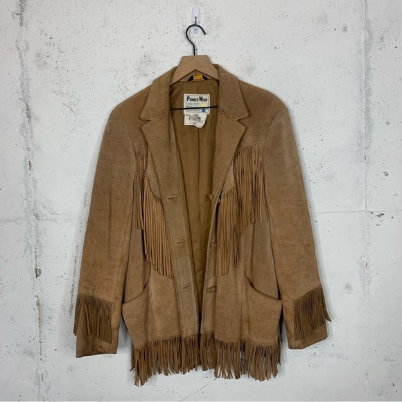 Pioneer Wear Suede Leather Fringe Blazer Jacket Size 10